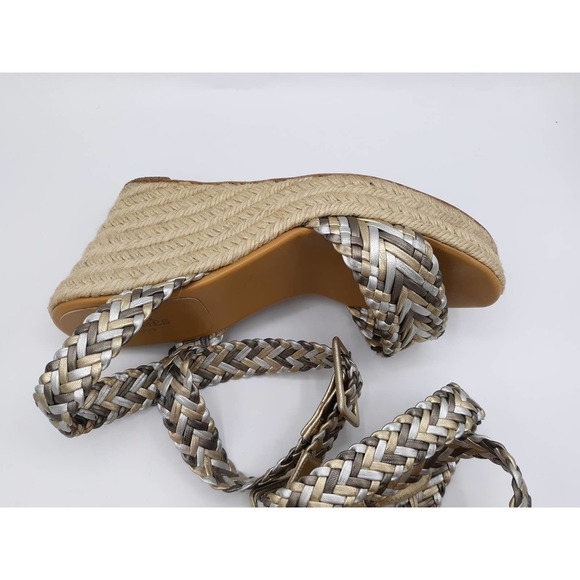 *SOLD*HERMES SOFIA METALLIC BRAIDED STRAP WEDGES - Picture 8 of 11